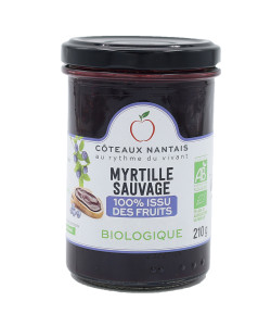Fruits à tartiner myrtille bio 210g des Côteaux Nantais, idéal pour accompagner sur des tartines de pain, ou des crêpes...