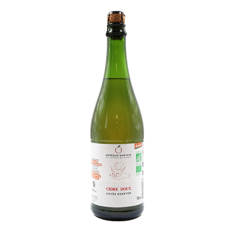 Cidre doux Bio Demeter - 75 cL des Côteaux Nantais, élaborés avec des pommes à couteaux et à cidre