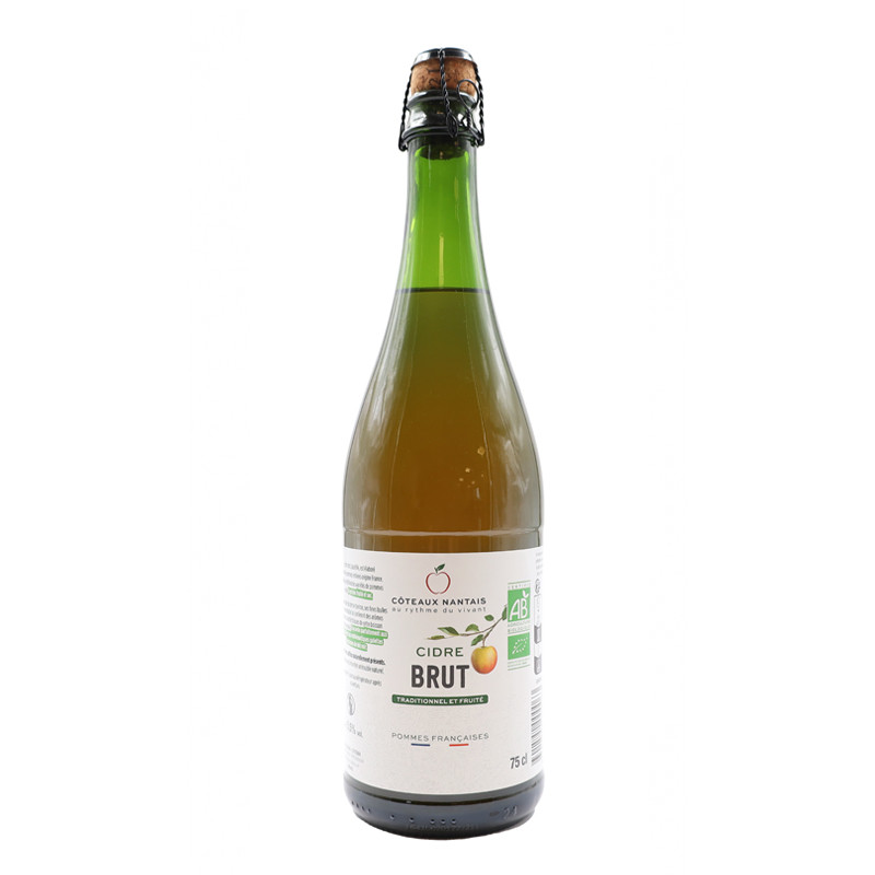 Cidre brut Bio - 75 cL des Côteaux Nantais, élaborés avec des pommes à couteaux et à cidre