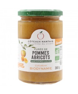 Purée pommes abricots Bio Demeter - 360 g idéal pour terminer les repas sans sucre et purs fruits pommes abricots