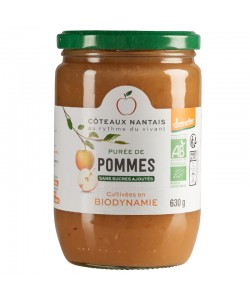 Purée de pommes Bio Demeter - 630 g idéal pour terminer les repas sans sucre et purs fruits pommes