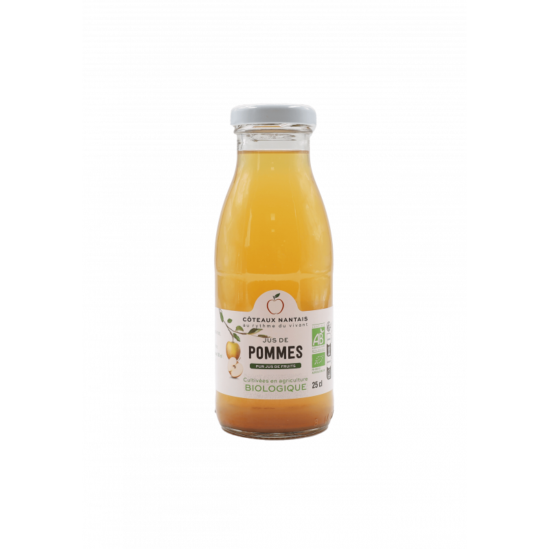 Jus de pommes Bio - 25 cL des Côteaux Nantais, issus de fruits 100 % Bio de pommes