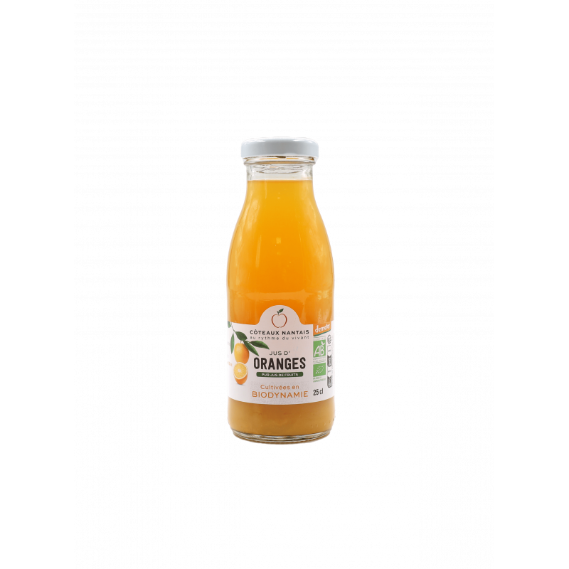 Jus d'oranges Bio Demeter - 25 cL des Côteaux Nantais, issus de fruits 100 % Bio d'oranges