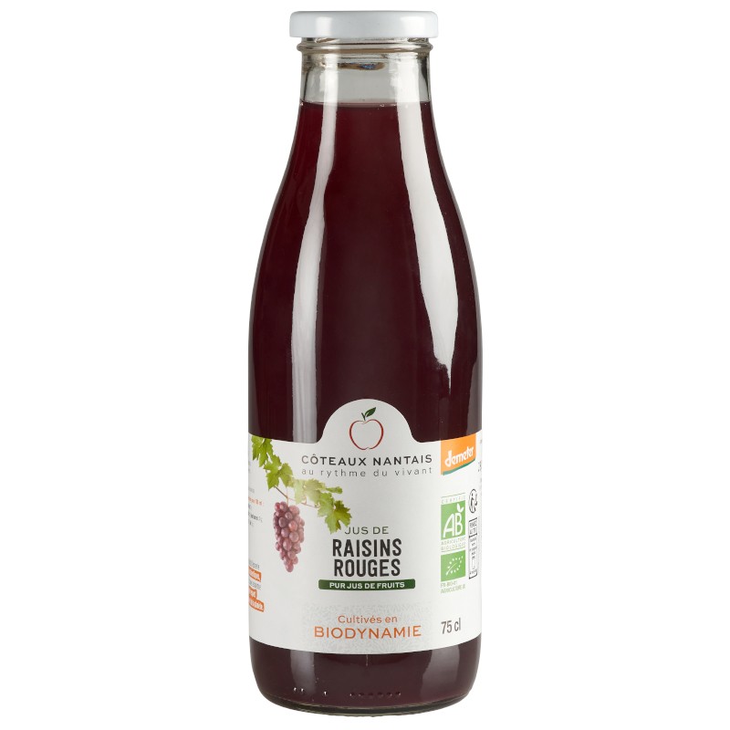 Jus de raisins rouges Bio - 75 cL des Côteaux Nantais, issus de fruits 100 % Bio de raisins rouges